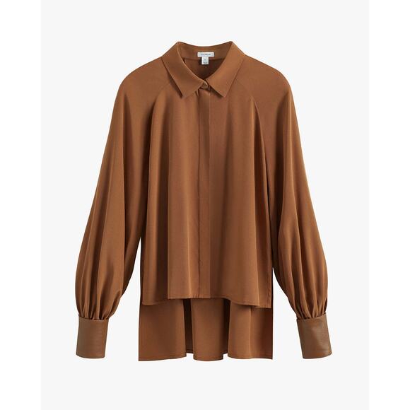 Theory Silk Leather Cuff Silk Leather Cuff Shirt - Xs